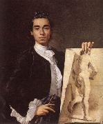 Luis Egidio Melendez Detail of Self-portrait Holding an Academic Study painting